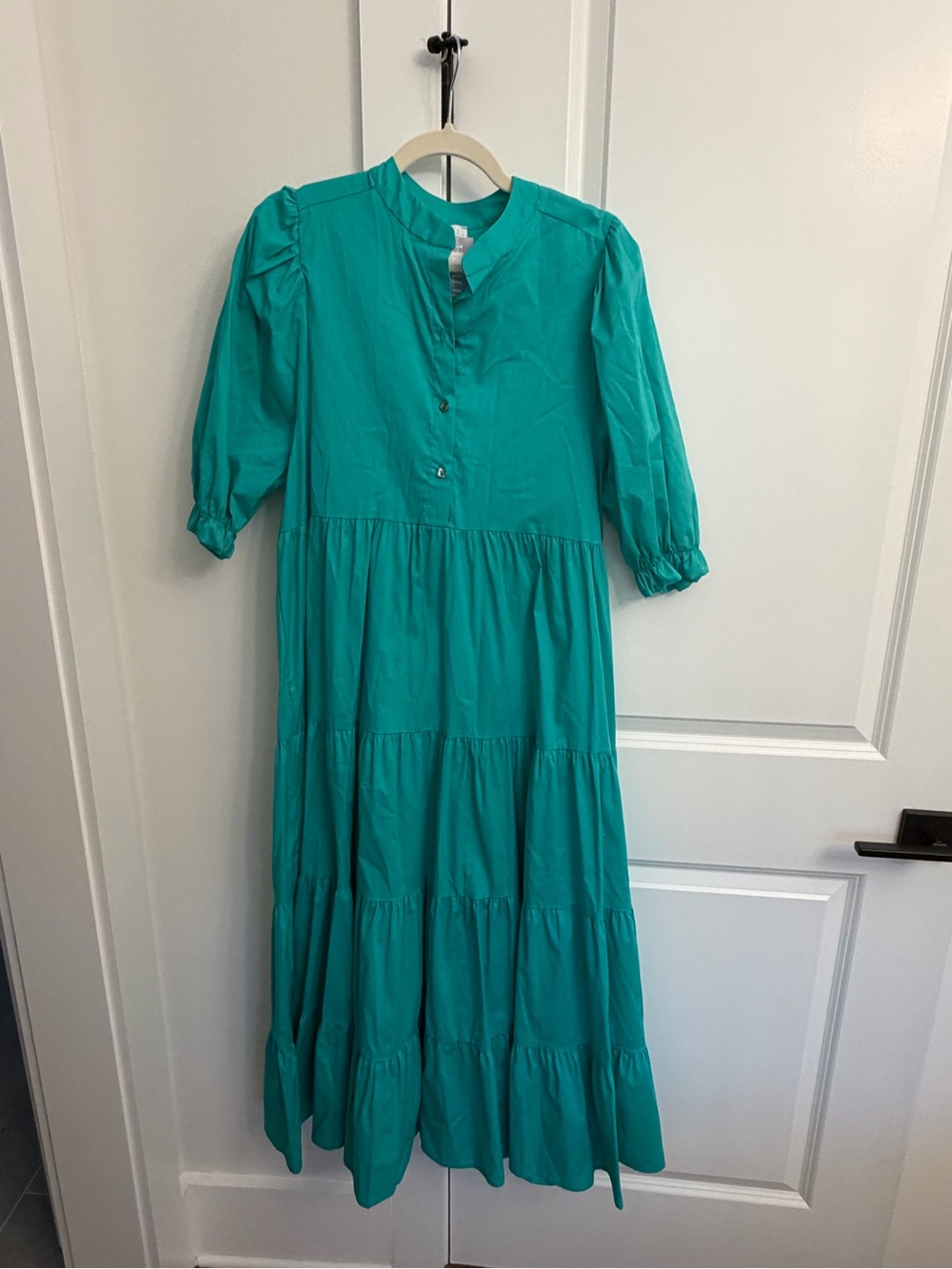 Karlie turquoise Tiered Puff Sleeve Maxi Dress Size S NWT